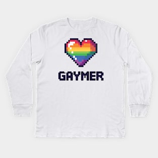 Cute Gaymer Rainbow Heart for the gamer Kids Long Sleeve T-Shirt